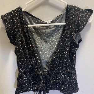 Garage floral tie front top